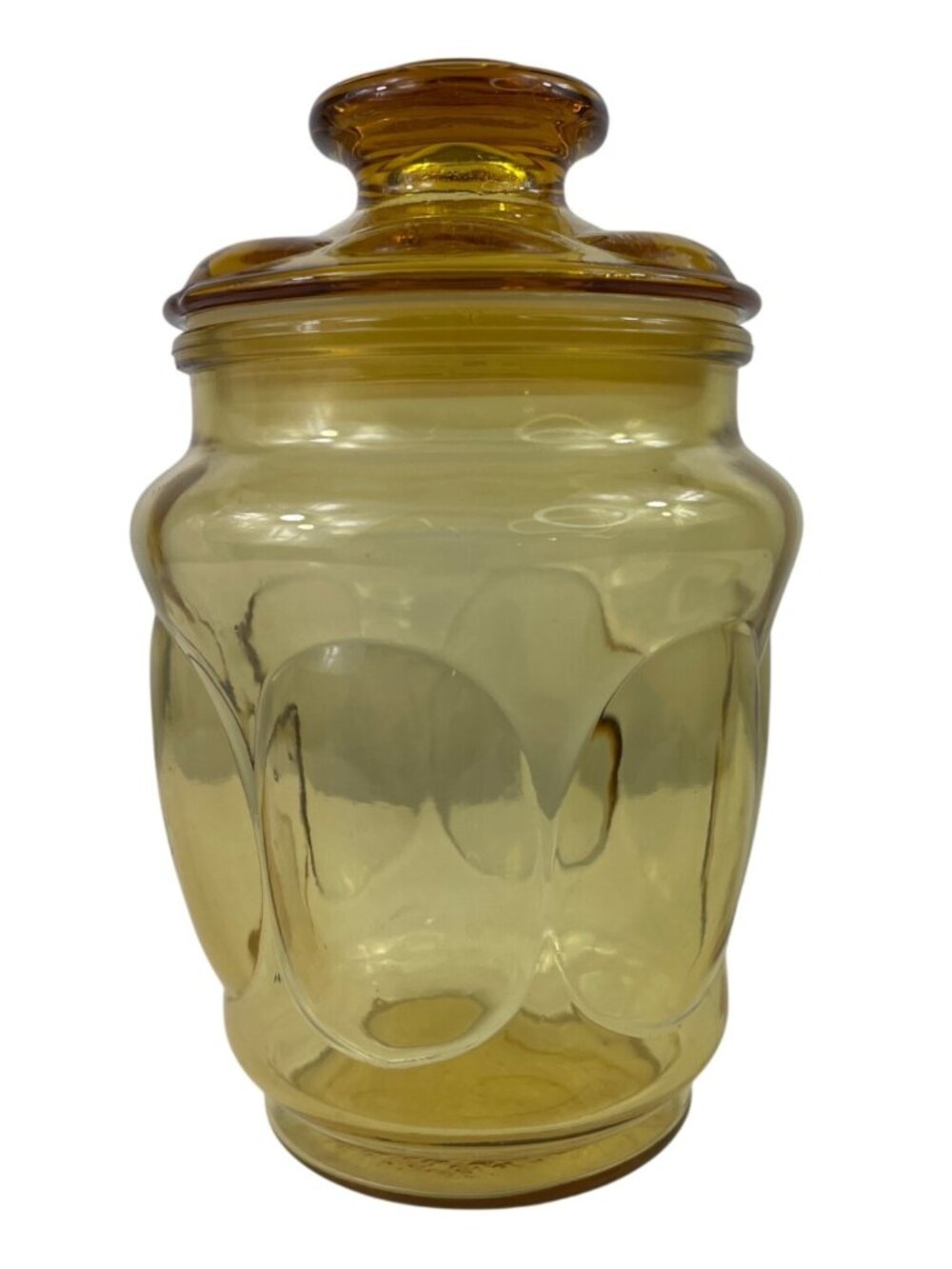 Anchor Hocking Amber Golden Glass Canister Apothecary Jar With Lid 8" Tall